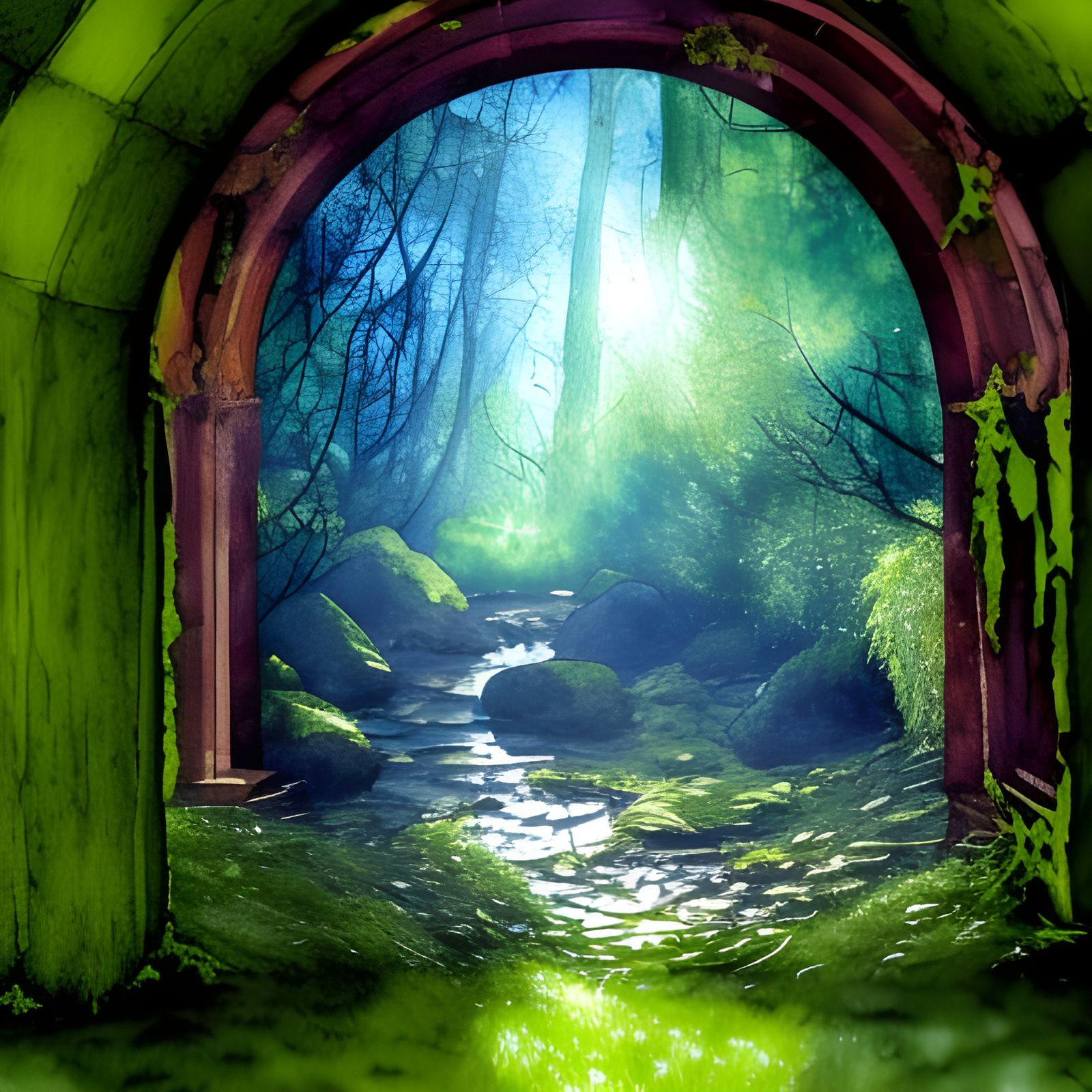 Eerie Mossy Lantern in Watercolor Painting