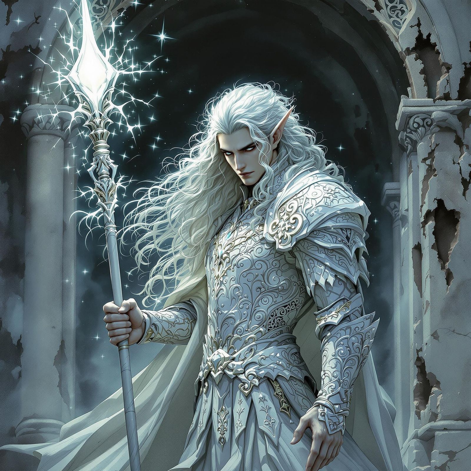 Ethereal Elven King in Lunar Armor