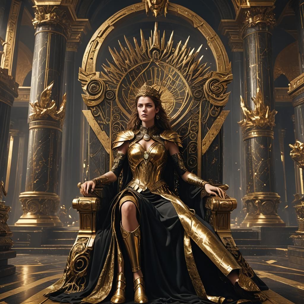Woman on Zeus Throne in Detailed Matte Painting