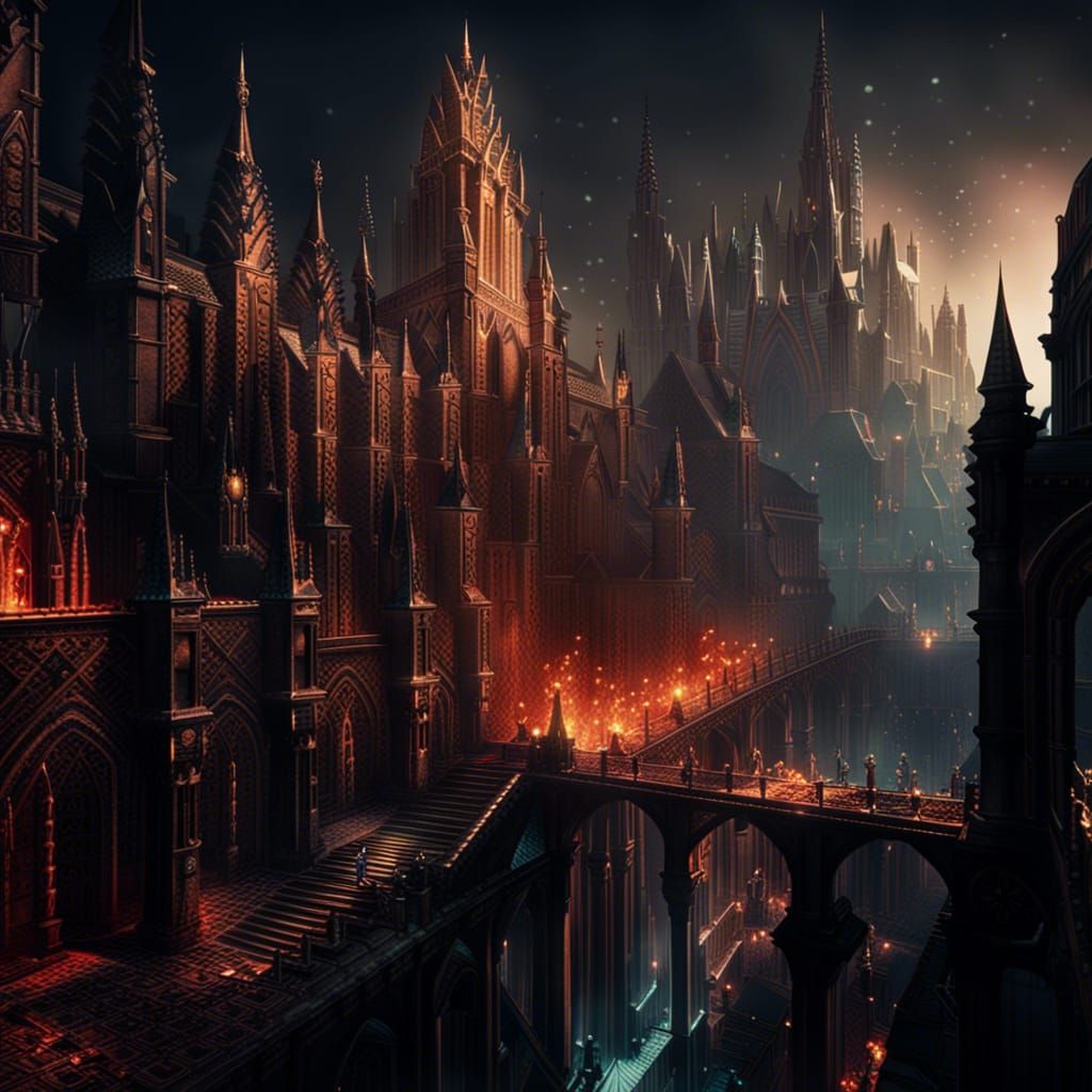 Anor Londo Inspired Cityscape with Silver Knights