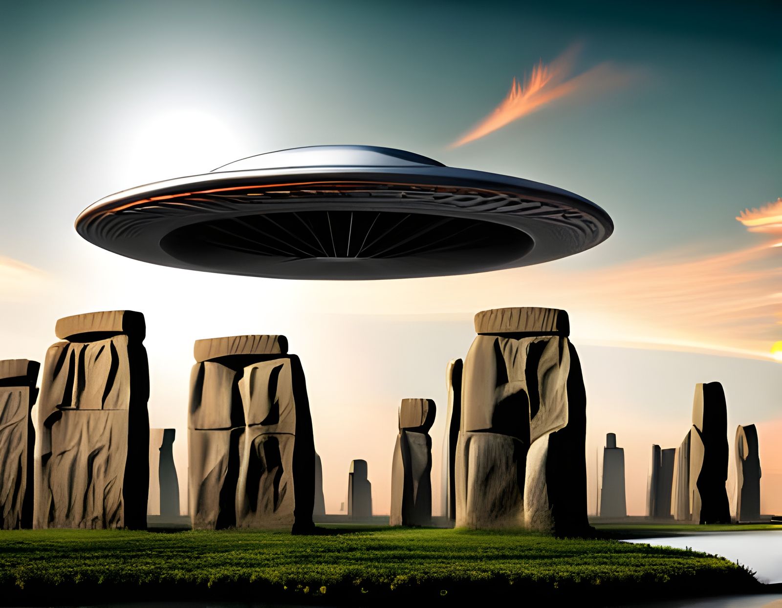 Hyperrealistic UFO Over Stonehenge