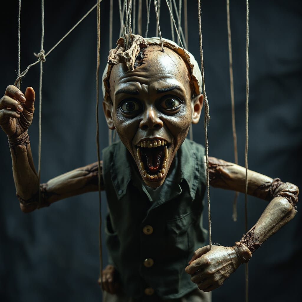 Distorted Puppet Horror in a VHS Slasher Aesthetic