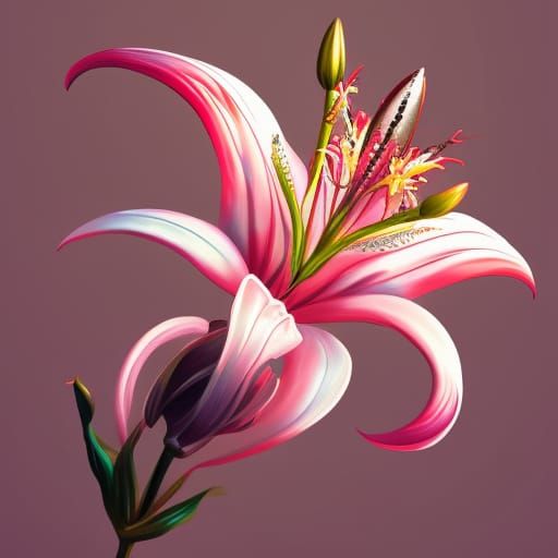 Hyperrealistic Oriental Lily in Splash Art Style