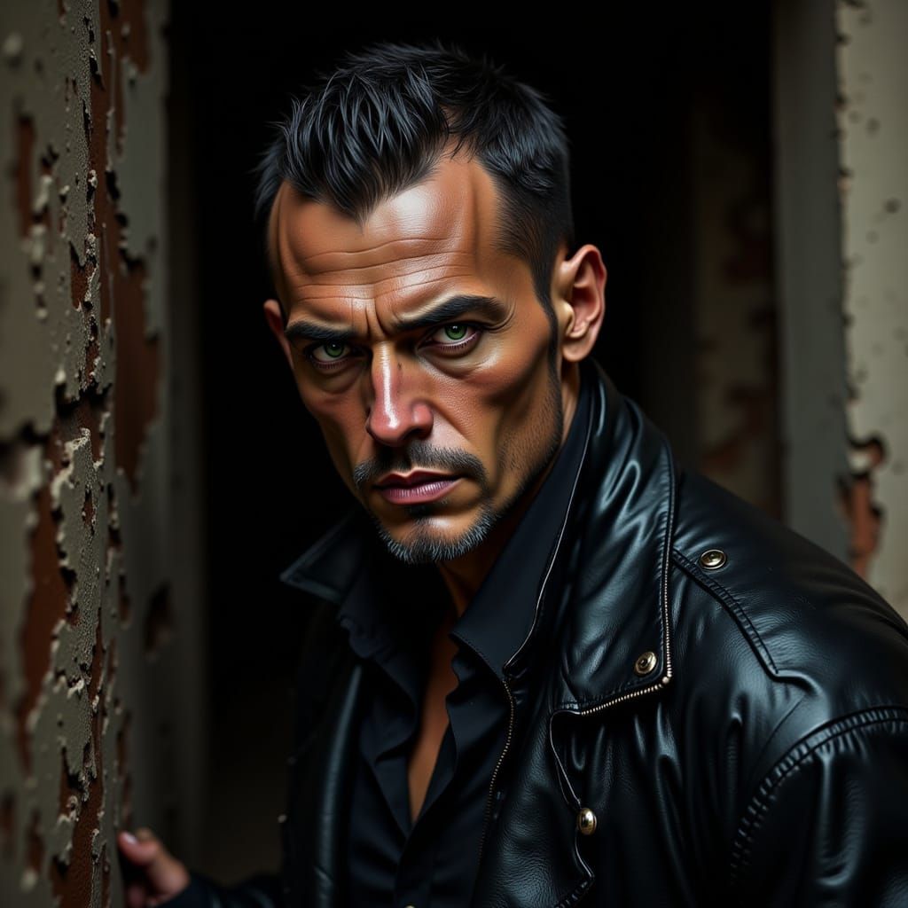 Intimidating Man Emerges From Shadows With Menacing Presence