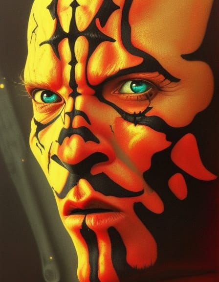 Intricate Darth Maul Artwork in Comic Book Style
