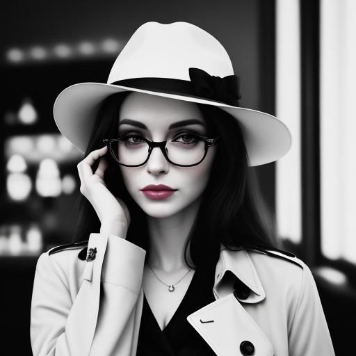 Noir Portrait of Brunette in Coffee Shop