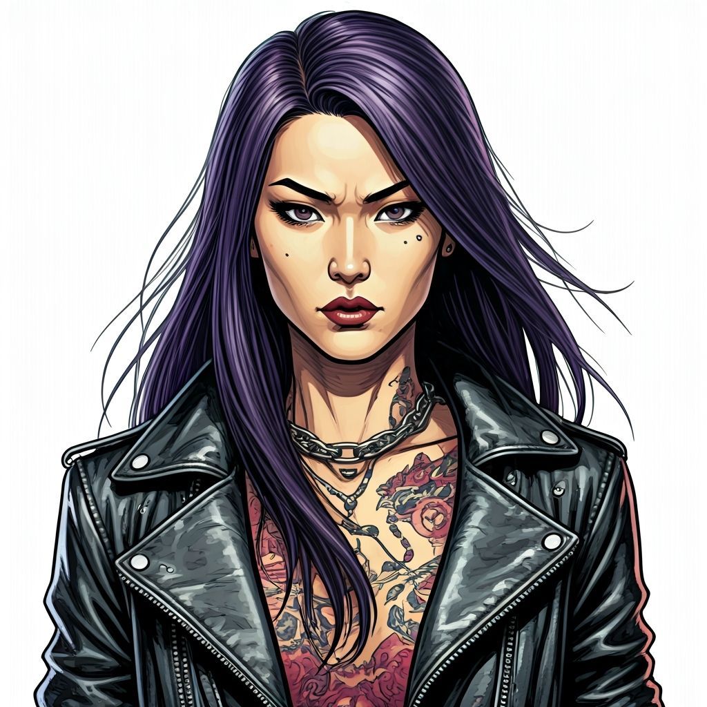 Punk Psylocke Heroine in Zine Illustration Style