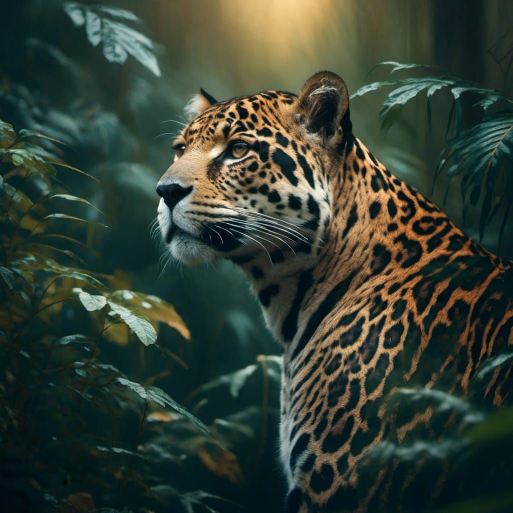 Jaguar Portrait in Jungle, Wildlife Photography