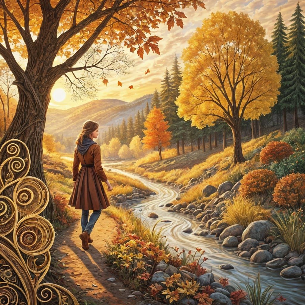 Vibrant Autumn Woods in Quilling Collage Art