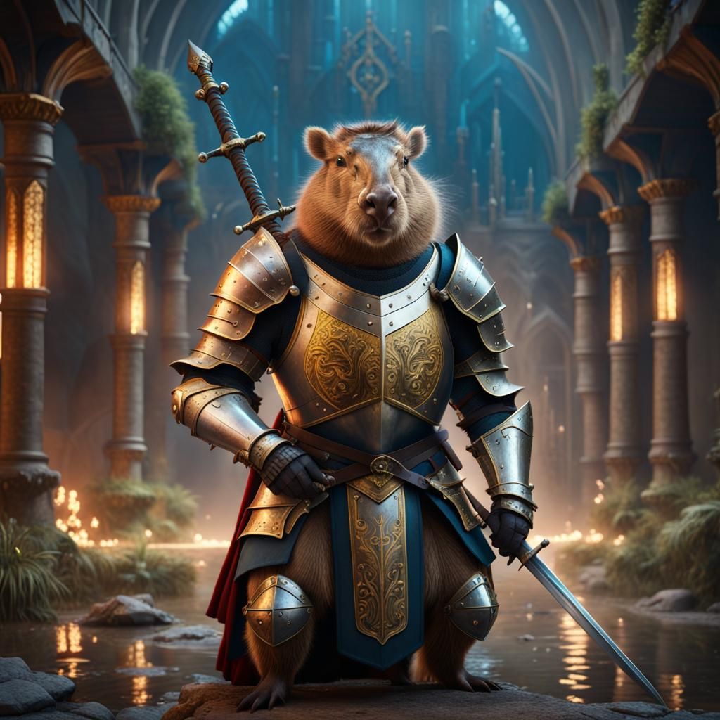 Medieval Capybara Knight in Shining Armor