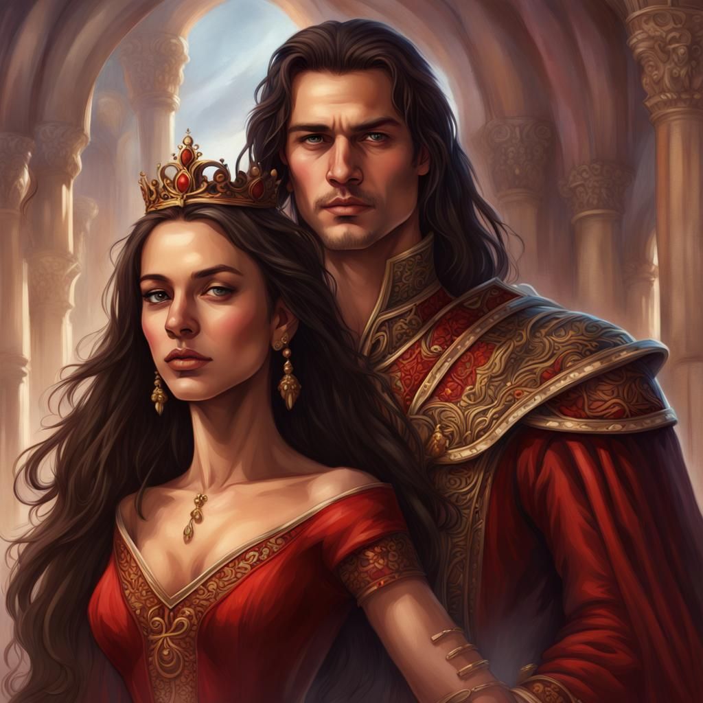 Royal Couple Portrait in Detailed Fantasy Art Style