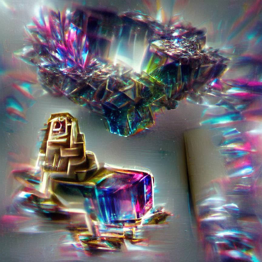 Iridescent Bismuth Crystal in Jellified Time and Space