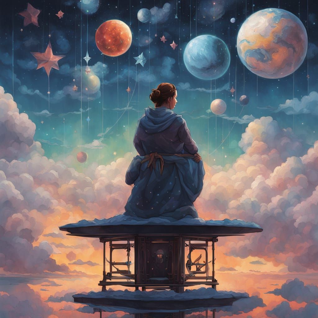 Cosmic Weaver on Glass Throne: A Visionary Digital Painting