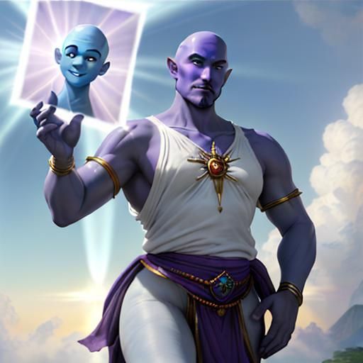 Genie Portrait in Heaven, Ethereal Fantasy Art