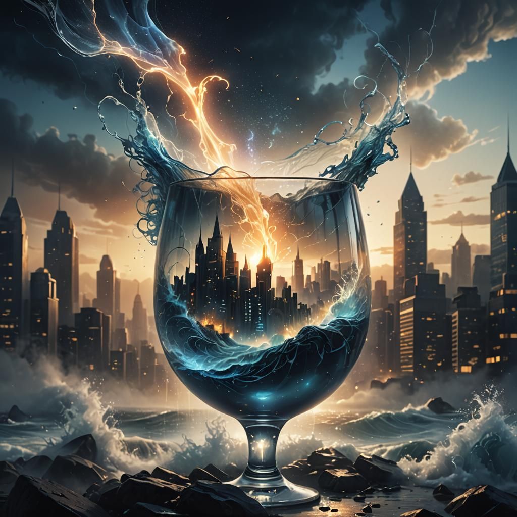 Glass A in Swirling Fog: Dark Fantasy Illustration