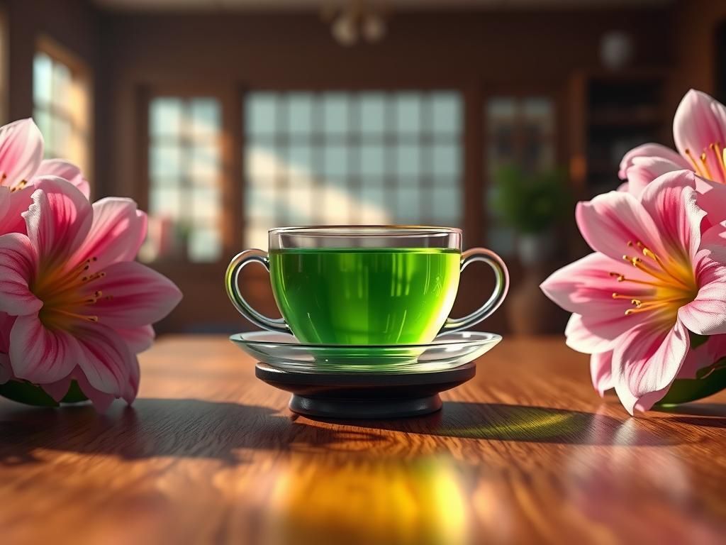 Elegant Tea Cup with Flowers in 3D Rendering