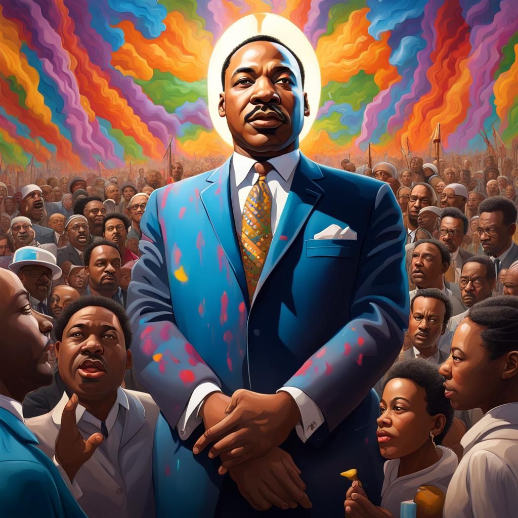 a colorful mural celebrating Martin Luther King, Jr.