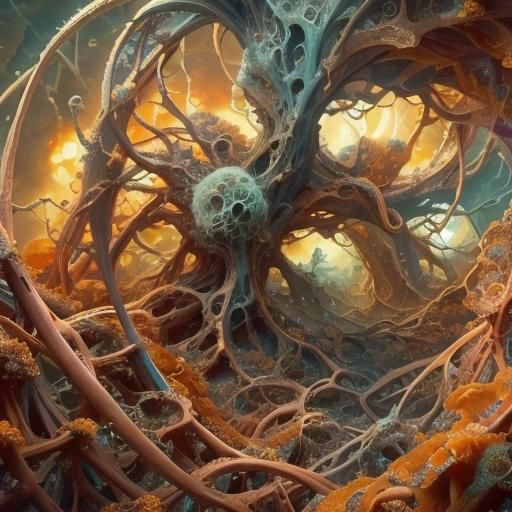 Octopus Fractal Mycelium in Neo-Impressionistic Style