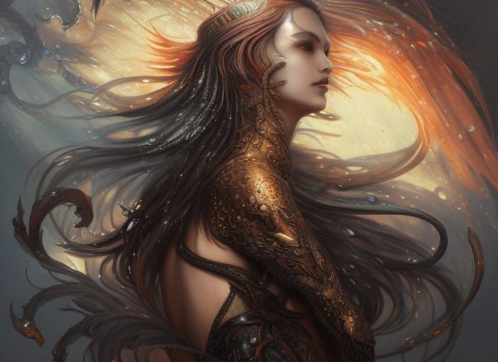 Draconic Empress: Detailed Fantasy Art