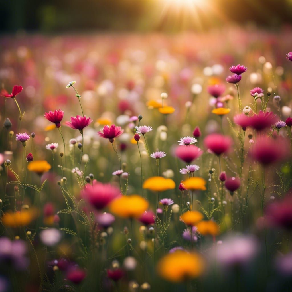 Lush Wildflower Field in Natural Light