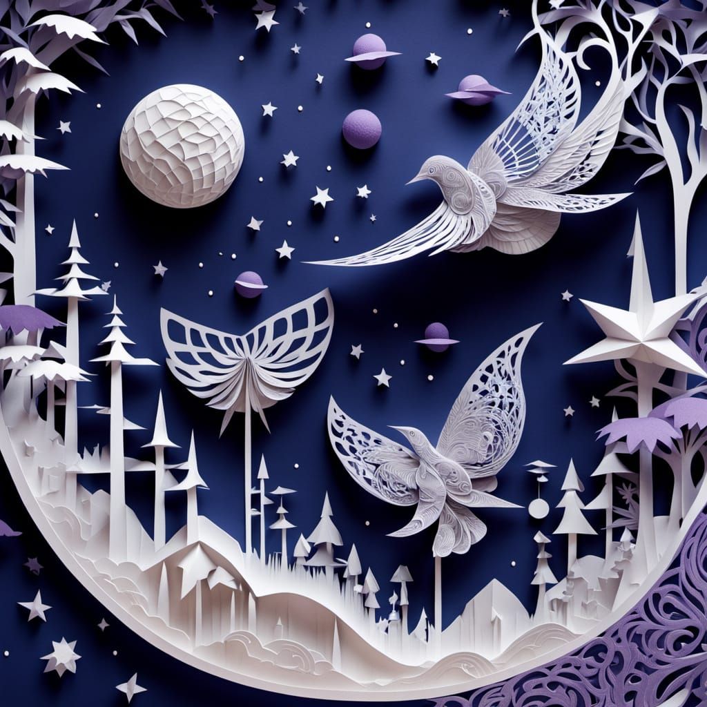 Kirigami Outer Space Art in 8K Ultra HD