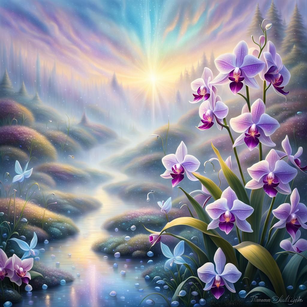 Celestial Orchid in Dreamy Hyperrealistic Style