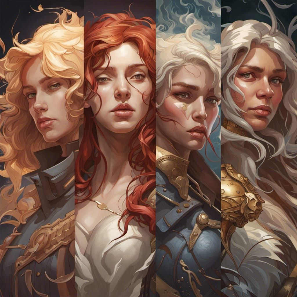 Apocalyptic Horsewomen: Art Nouveau Digital Portrait