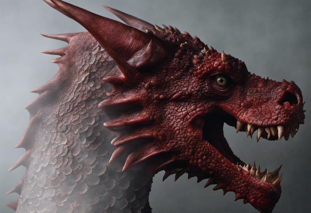 Fierce Red Dragon Portrait in Studio Lighting