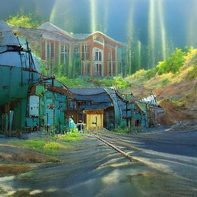 Abandoned Mining Town: Studio Ghibli Anime Visual