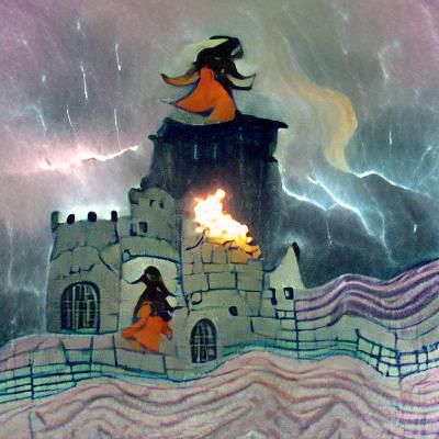 Sunset Tree on Hill as Impressionist Painting