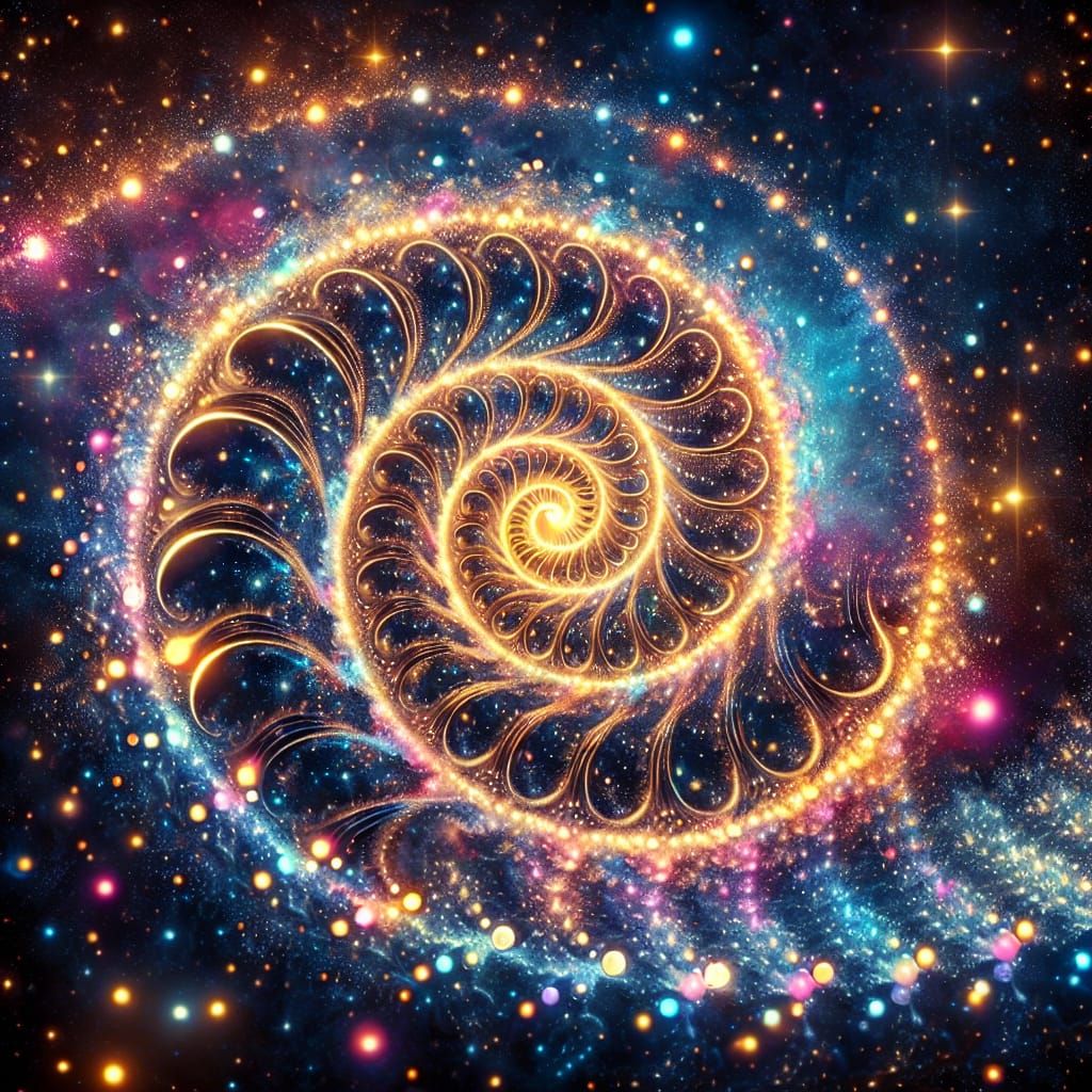 Golden Ratio Galaxy in Surreal Pointillism
