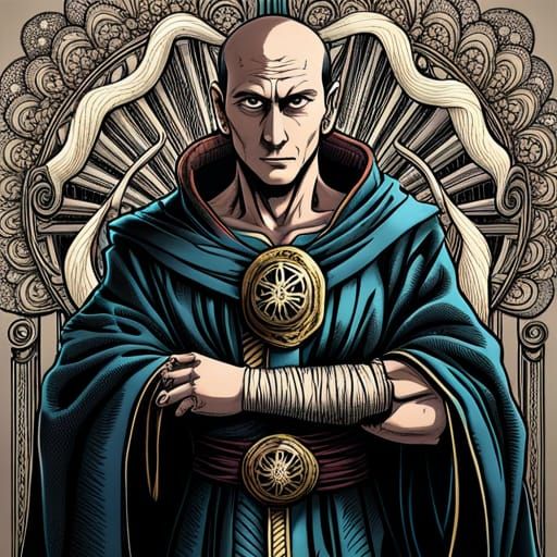 Gothic Wizard in Anime Style, Detailed Illustration