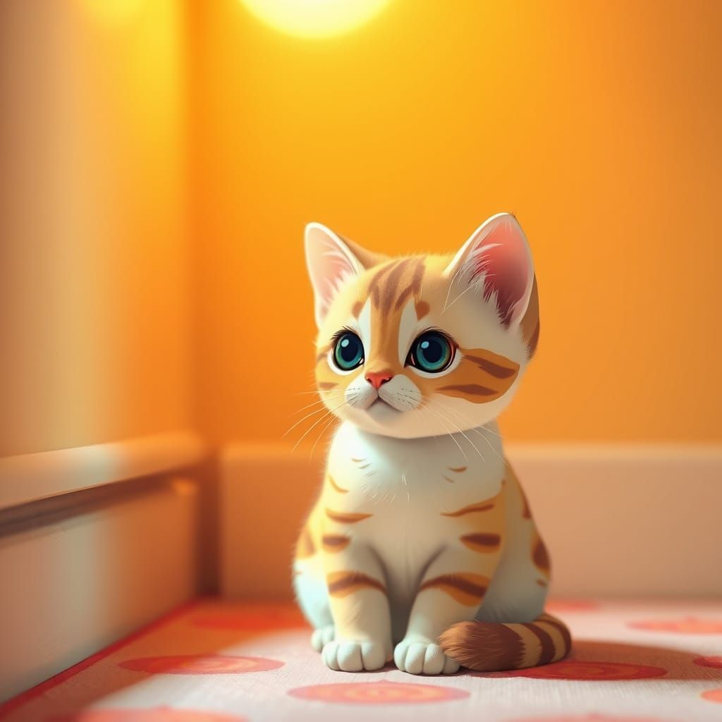 Whimsical Feline in Vibrant Wonderland