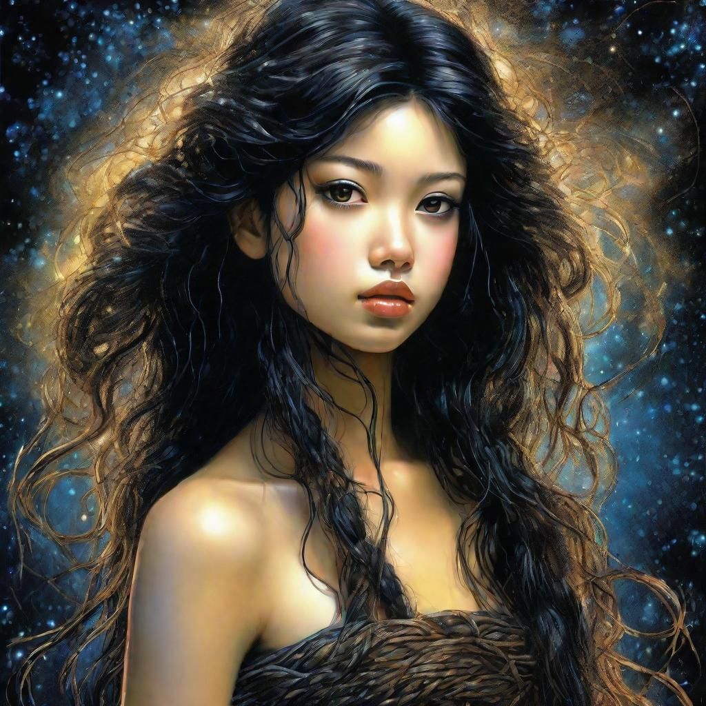 Fantasy Portrait with Braided Hair in Digital Art Style