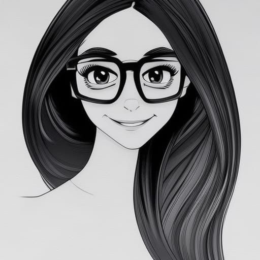 Beautiful Woman with Glasses in 3D Digital Art