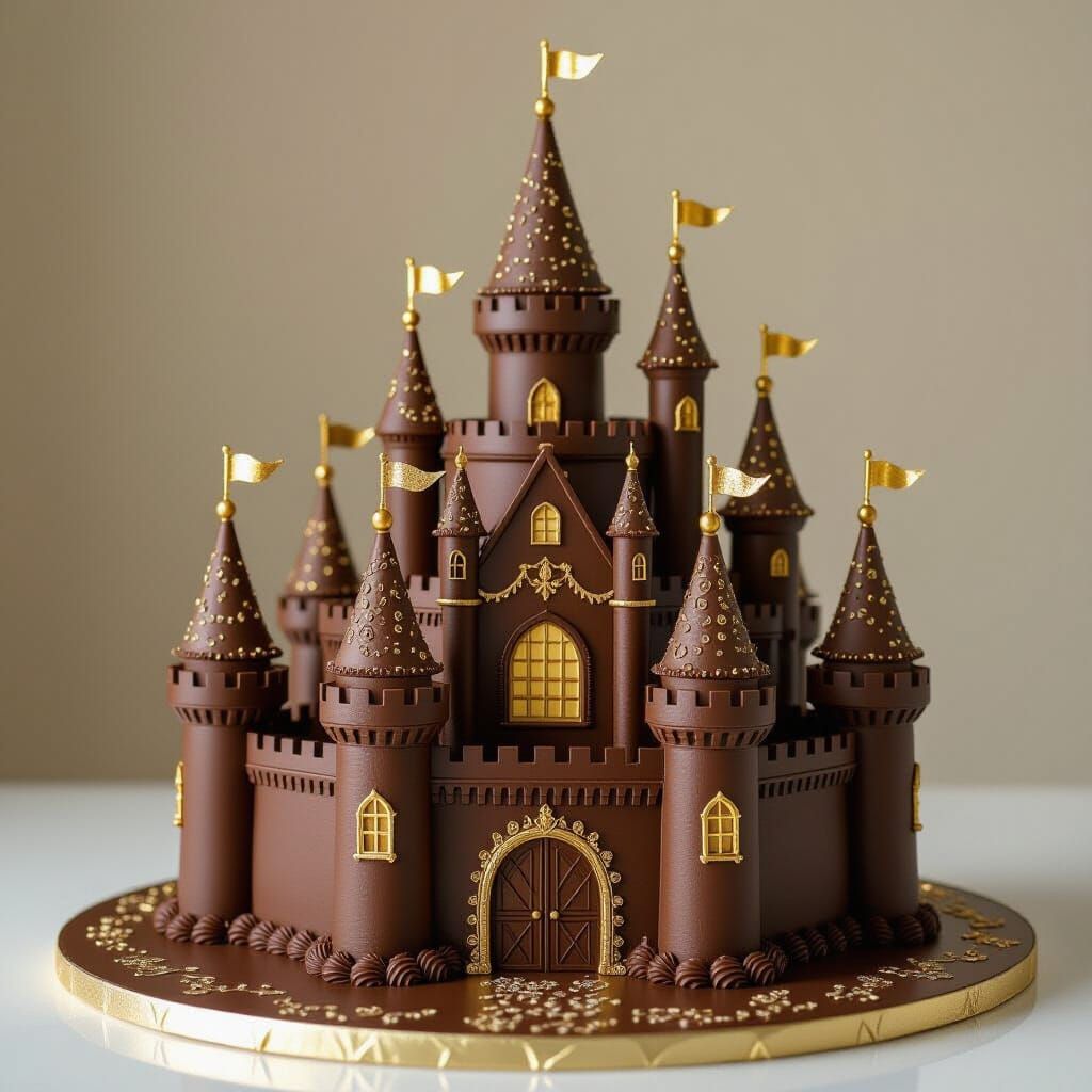 Chocolate Cake Castle Sculpture: Hyperrealistic Edible Art