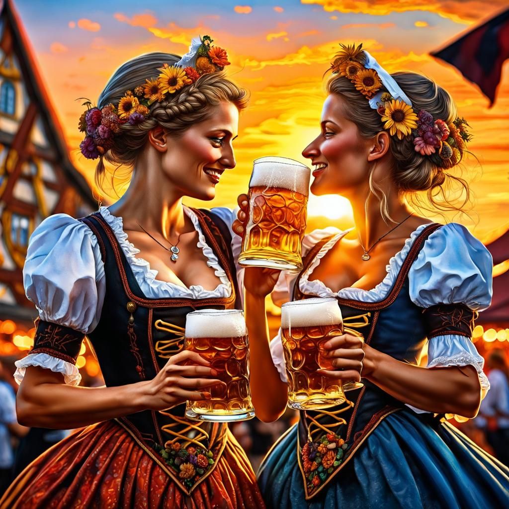 2 German ladies at Oktoberfest in Germany. Yawohl! 🇩🇪 🍺 🍻