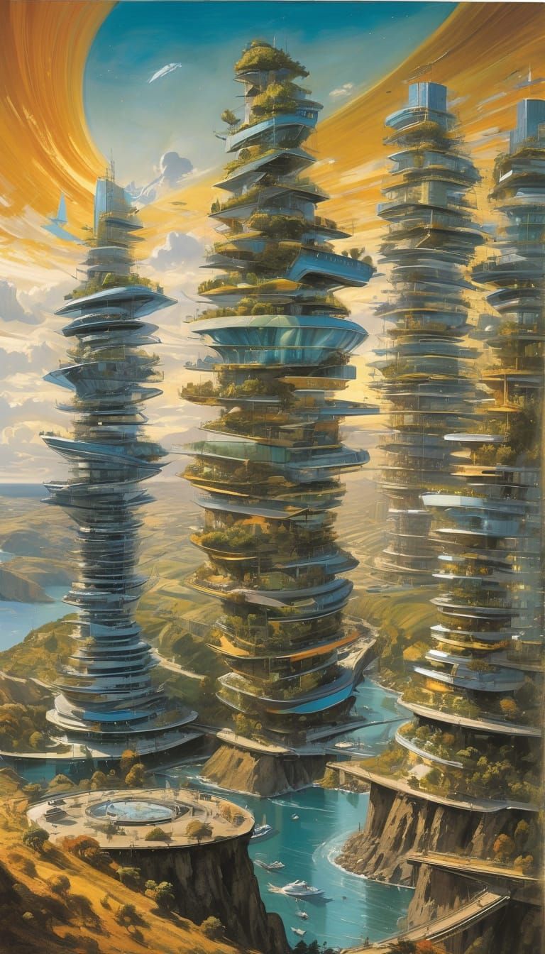 Surreal Buildings in Dreamscape Landscape