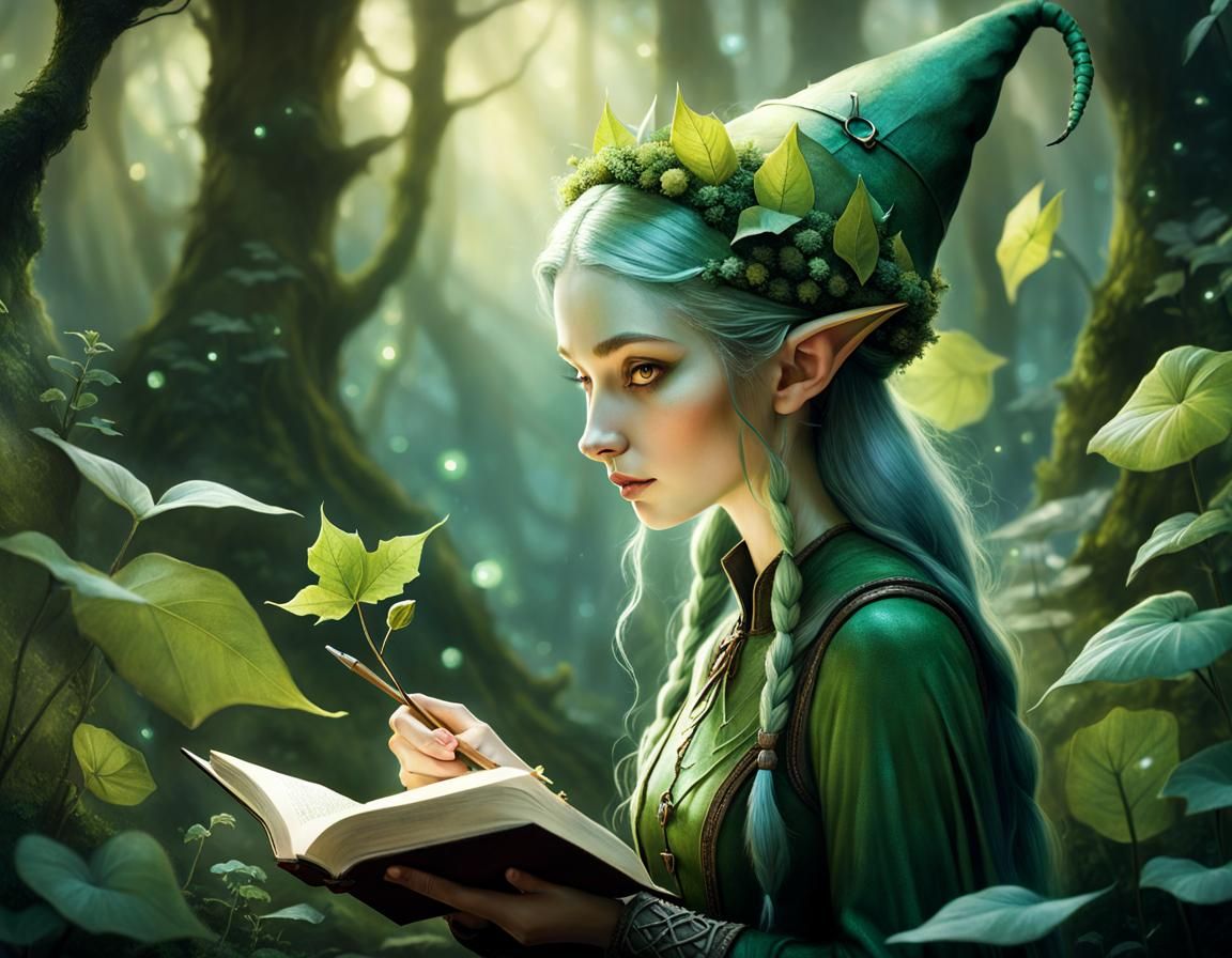 Elf Girl's Forest Studies: A Fantasy Scene