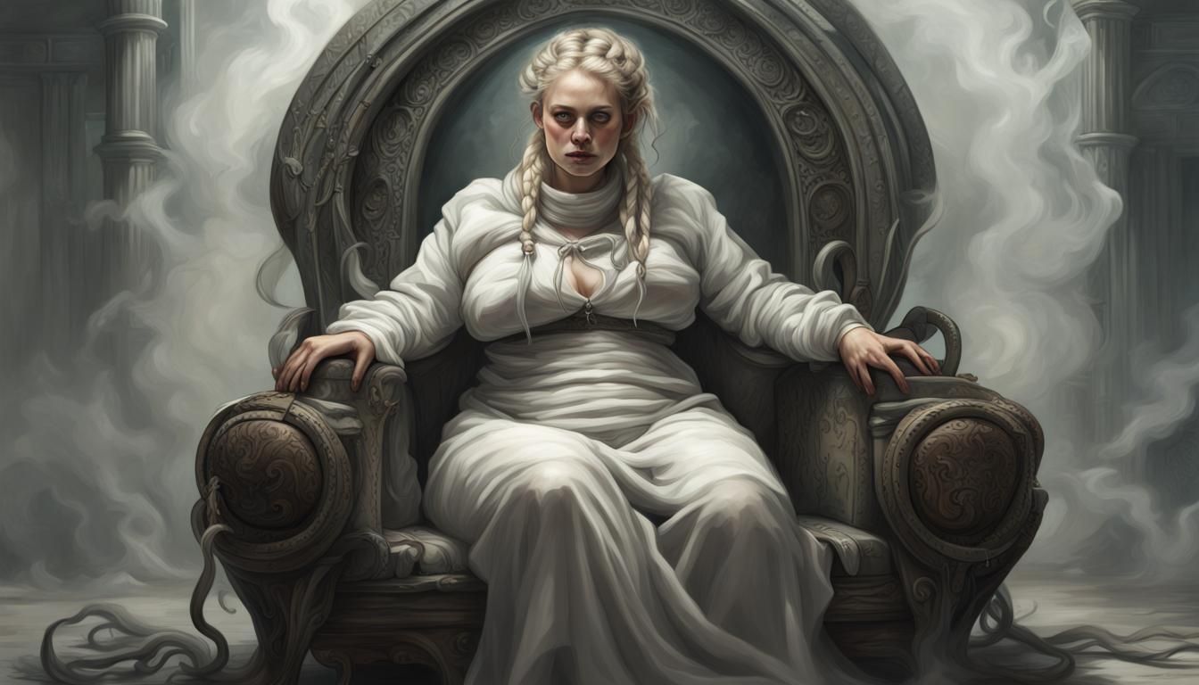 Nordic Woman on Alien Throne: Hyperrealistic Concept Art