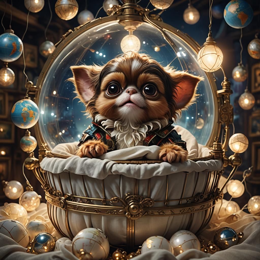 Happy Gizmo in Bassinet: Digital Matte Painting