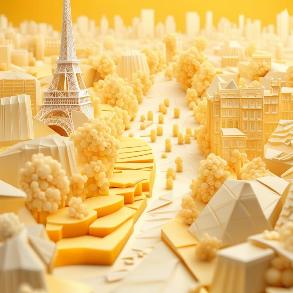 Cheddar Cheese Paris: 3D Origami Landscape