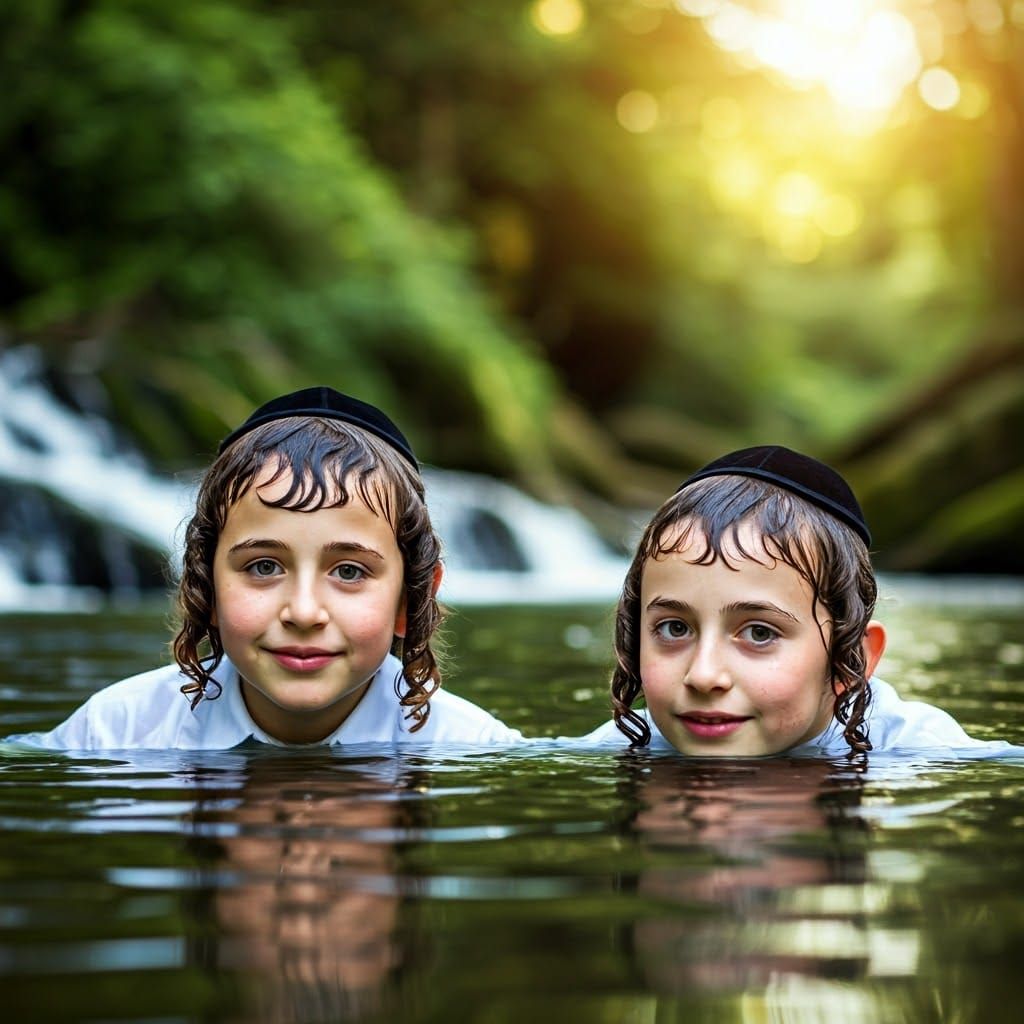 Two Young Hasidic Boys Discover Nature's Wonder
