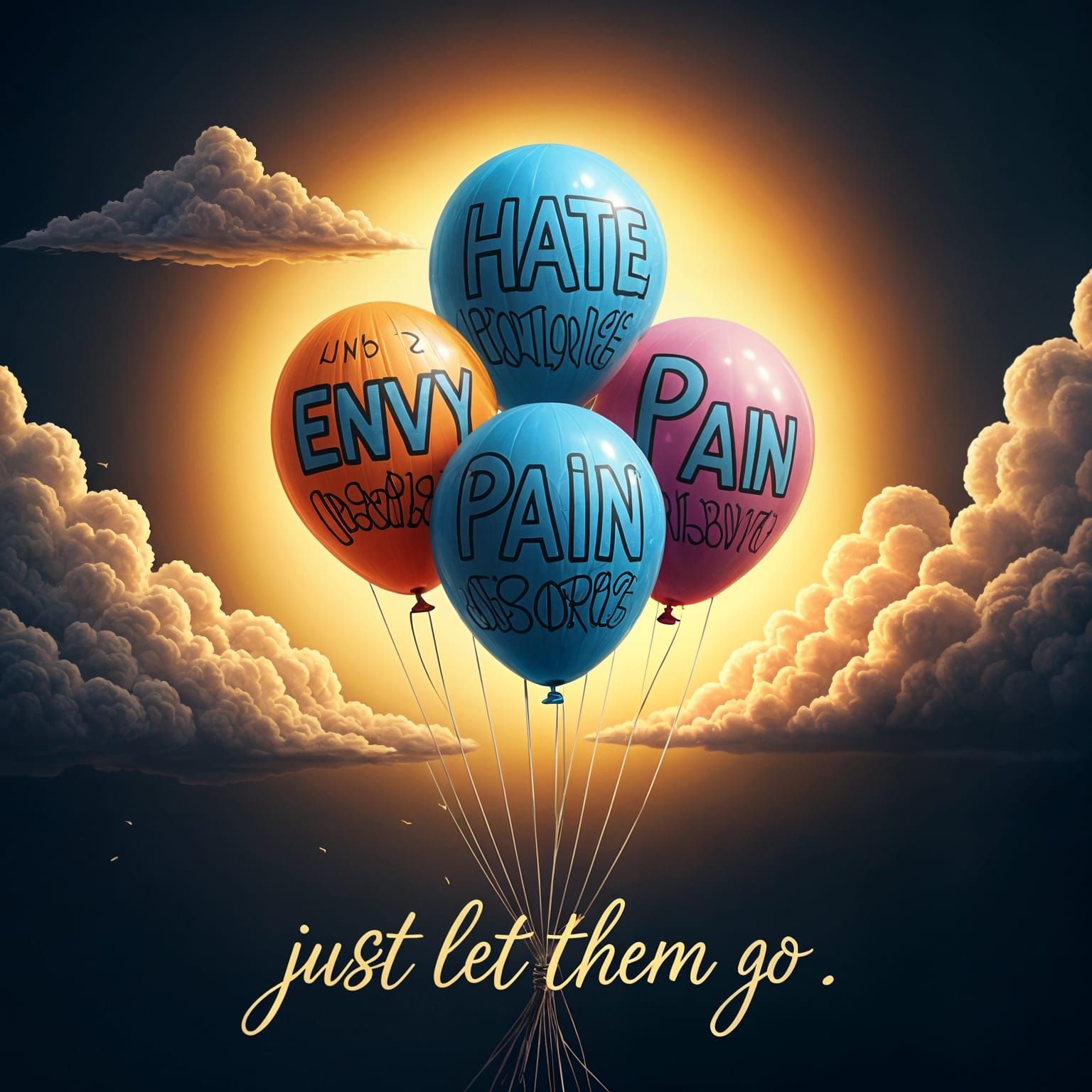 Release Negative Emotions: Balloons Ascending