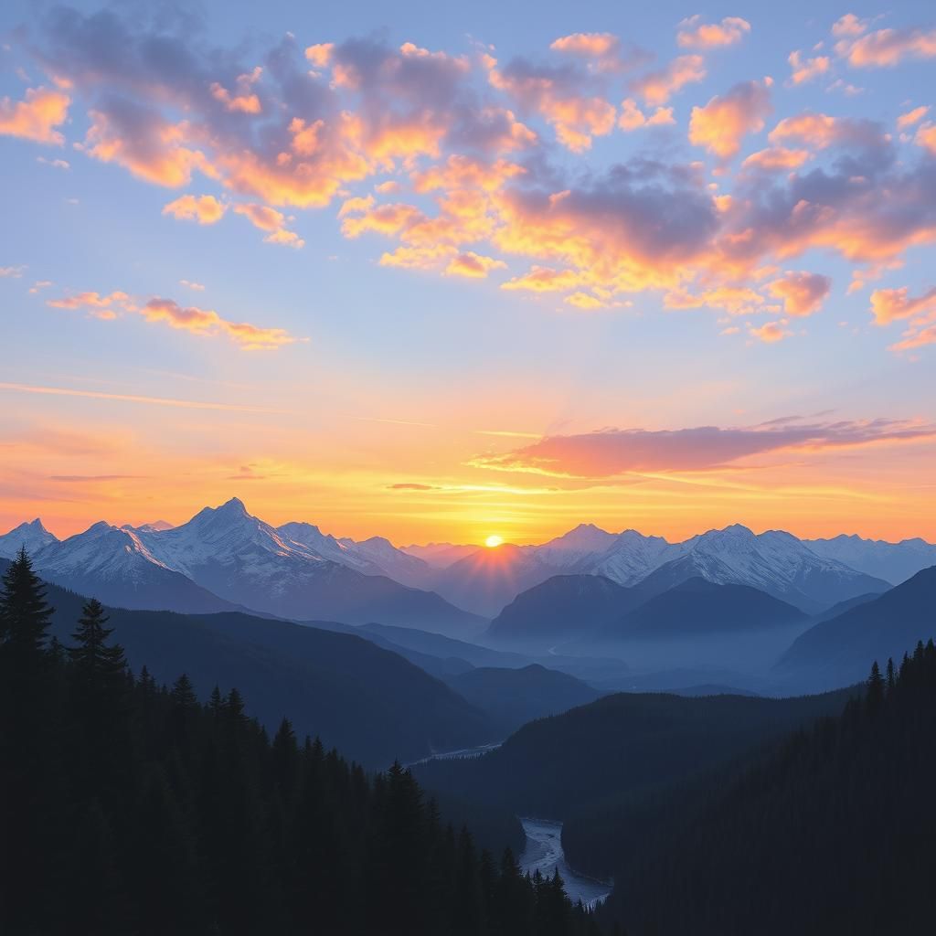 Majestic Mountain Sunrise in Old Master Style