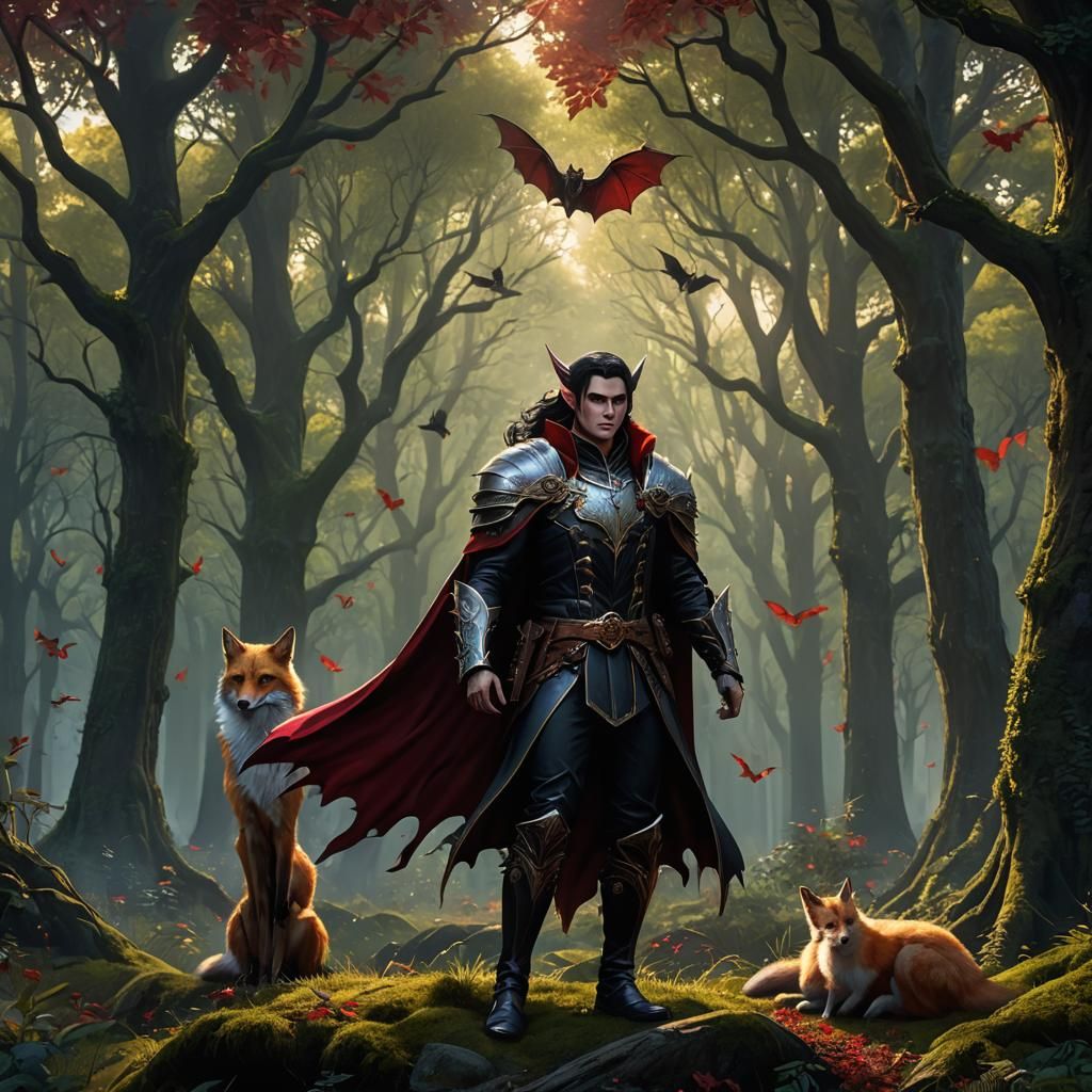 Elf Vampire Paladin in Forest Glade