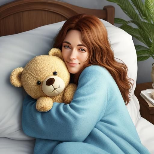 Photorealistic Summer Day Snuggled with Teddy Bear