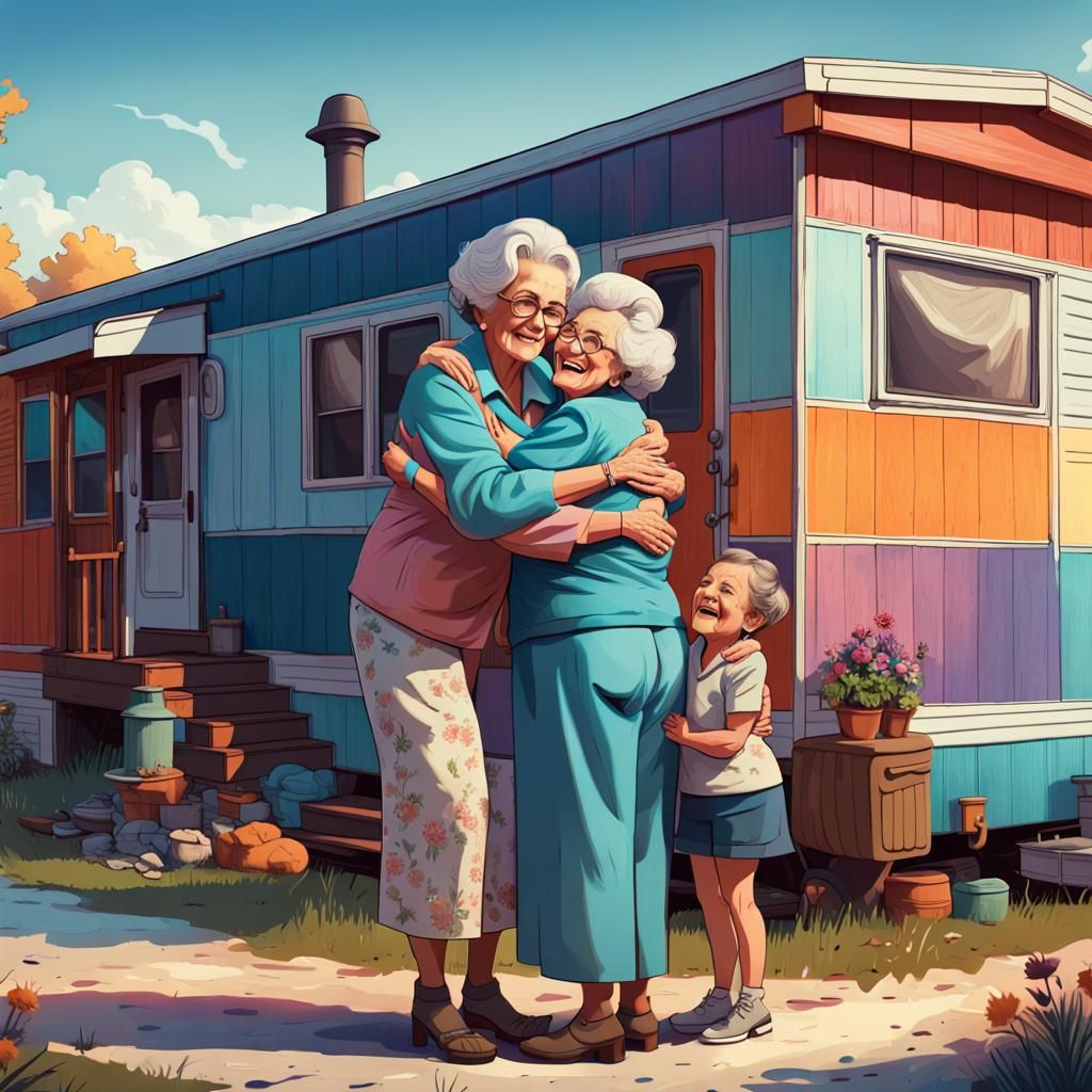 Happy Family Reunion at Grandma's Mobile Home
