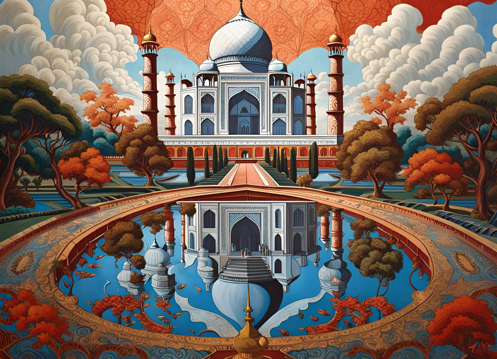 The Taj Mahal, a wonder of the beautiful world