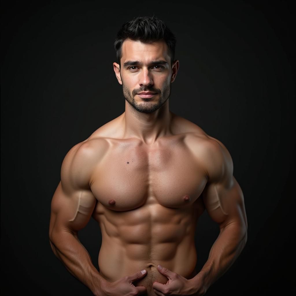 Muscular Man Portrait with Studio Lighting